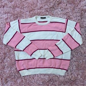brandy melville rare “jessica” pink and white striped cotton sweater, size small